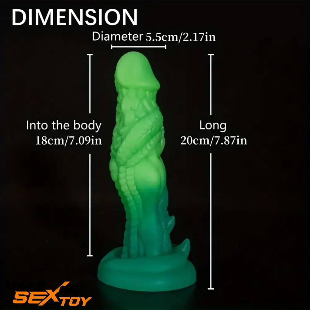 7.87in Realistic Dragon Green Gradient Soft Silicone Women Love Dildo Male Sex Toy