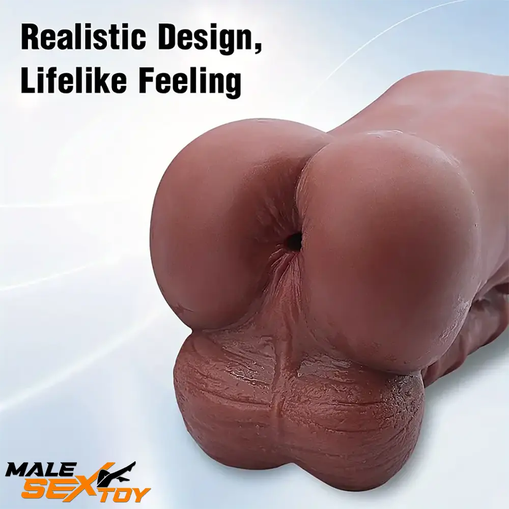 6.3in Premium 3D Real Silicone Flexible Ebony Dildo Pocket Pussy Male Sex Toy