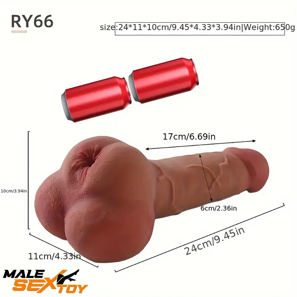 9.45in Premium Silicone Realistic Big Ass Dildo Anal Pocket Pussy Male Sex Toy
