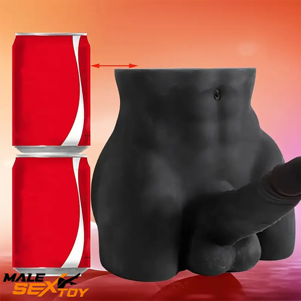 6.3in Silicone Realistic Dildo With 7.38lb Ebony Ridable Male Sex Torso Male Sex Toy