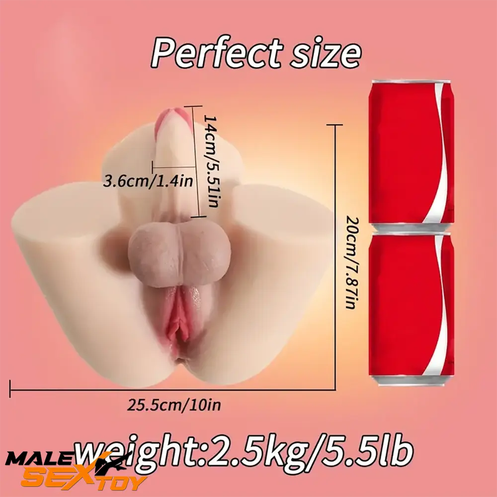 5.51in Real Shemale Silicone Soft Dildo With Sex Doll Torso Testicles Male Sex Toy