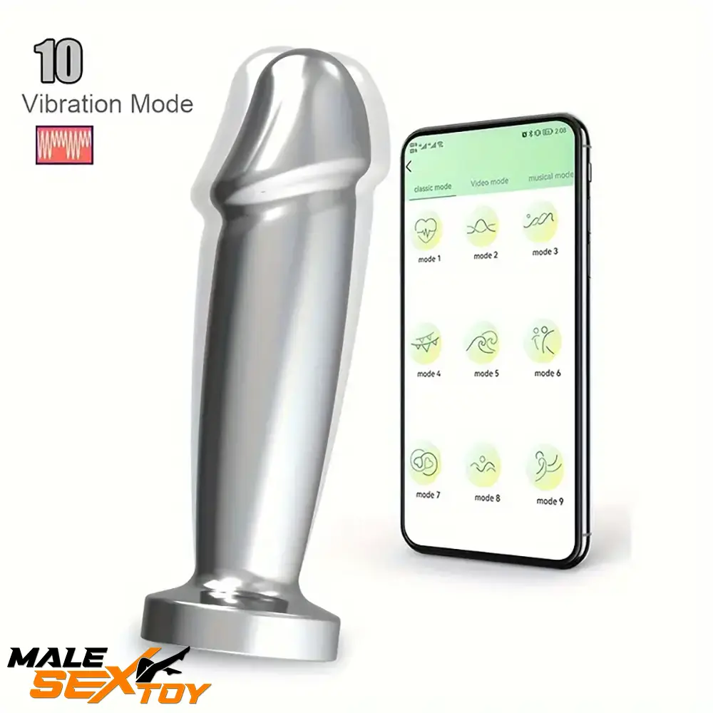 4.52in Stainless Steel Vibrating App Remote Control Dildo For Women Male Sex Toy