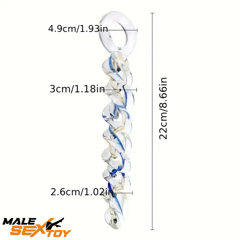 8.66in Spiral Texture Glass Dildo For Women Men Anal Vaginal Love Male Sex Toy