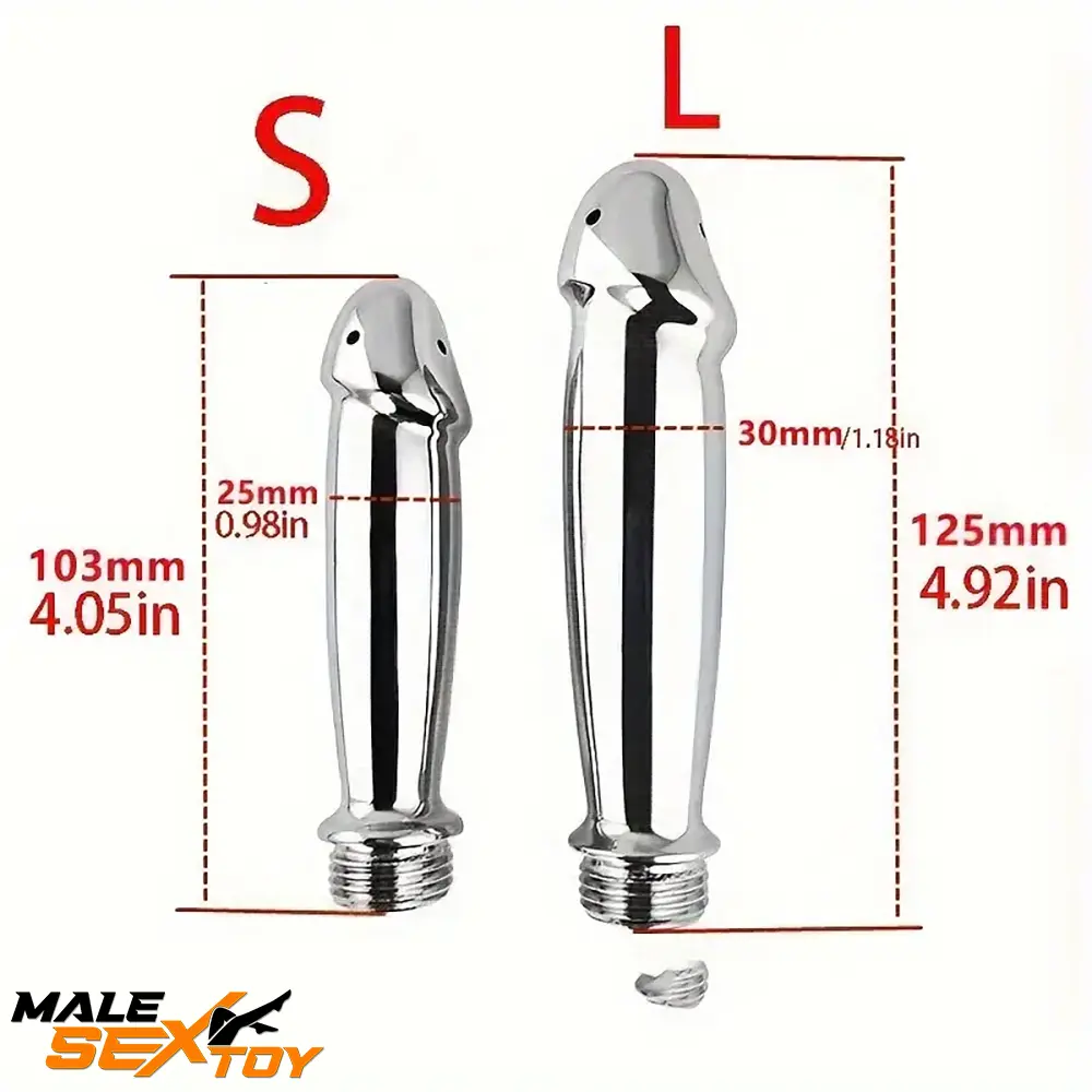 4.05in 4.92in Metal Enema Shower Dildo For Anal Vaginal Cleaner Sex Male Sex Toy