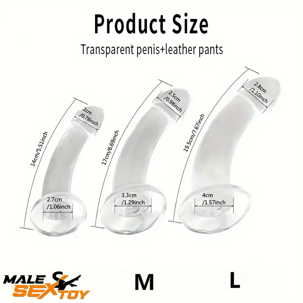 5.51in 6.69in 7.67in Premium Real Feeling Clear Strap On Harness Dildo Male Sex Toy