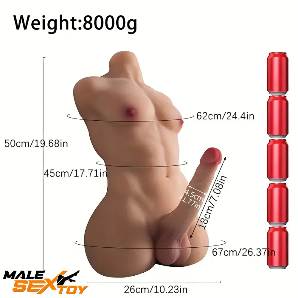 7.08in Premium Silicone Realistic Dildo With Ridable Male Sex Torso Male Sex Toy