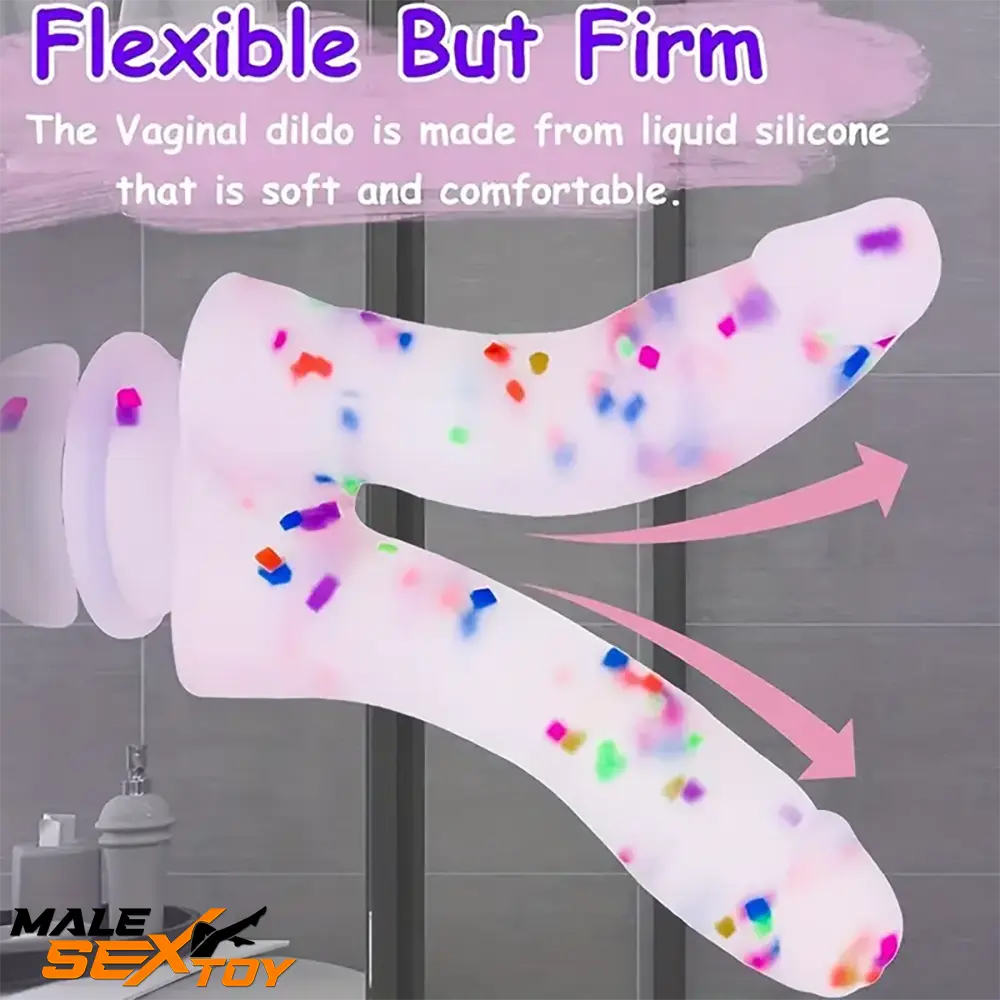 7in Soft Silicone Confetti Colorful Double Headed Dildo For Women Male Sex Toy