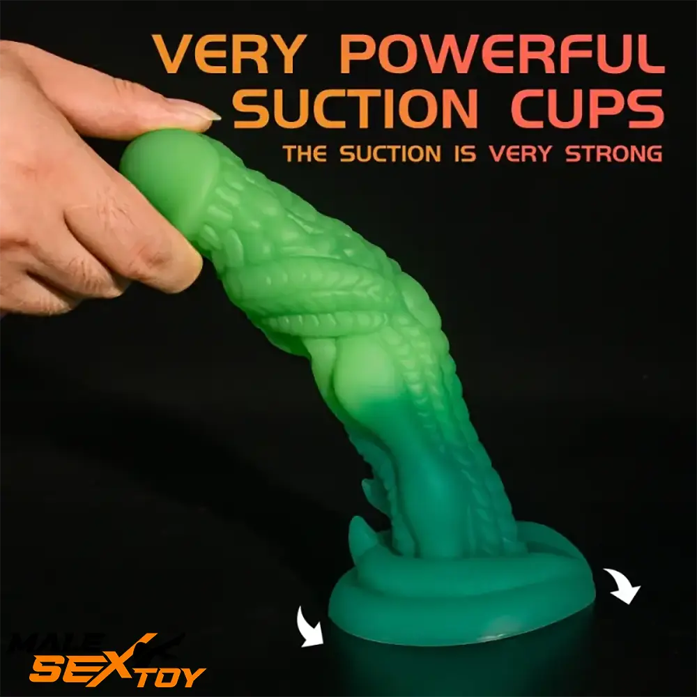 7.87in Realistic Dragon Green Gradient Soft Silicone Women Love Dildo Male Sex Toy