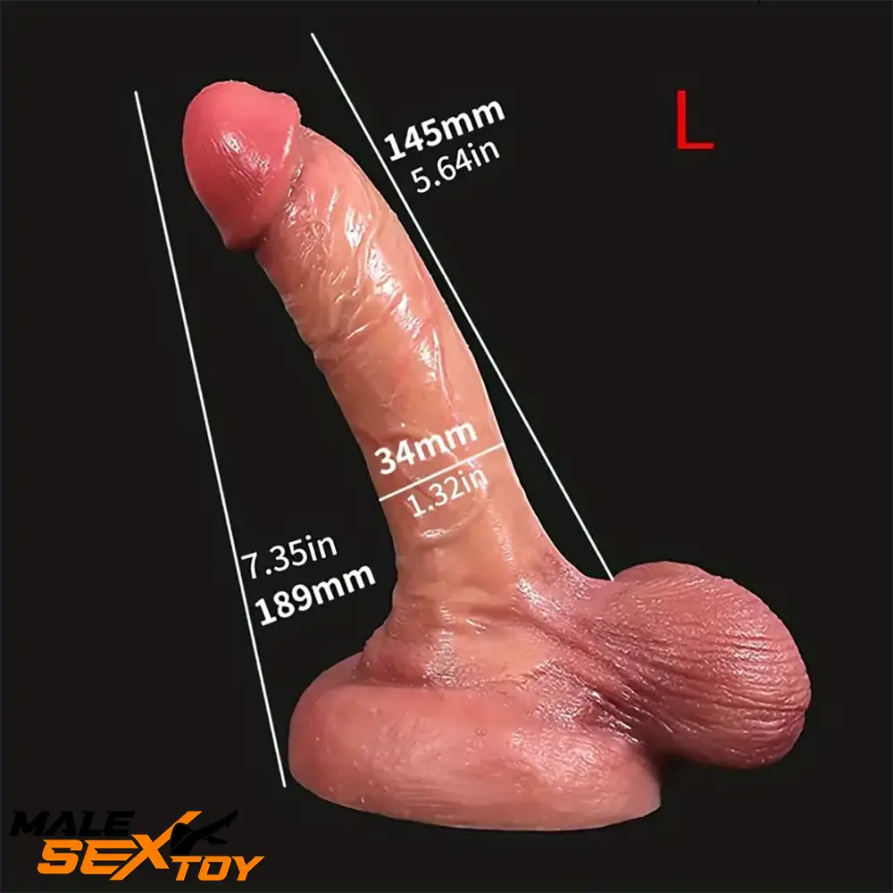 6.57in 7.35in Premium Realistic Soft Riding Dildo With Lifelike Testicle Male Sex Toy