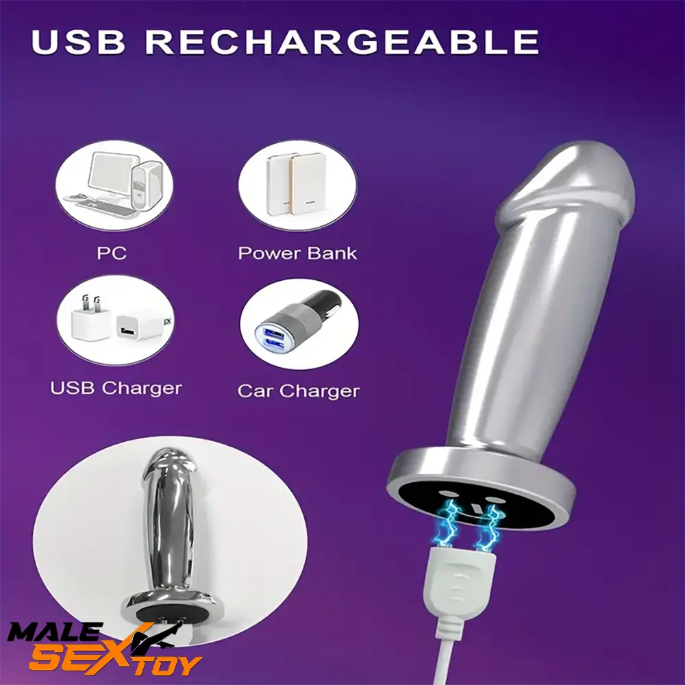 4.52in Stainless Steel Vibrating App Remote Control Dildo For Women Male Sex Toy