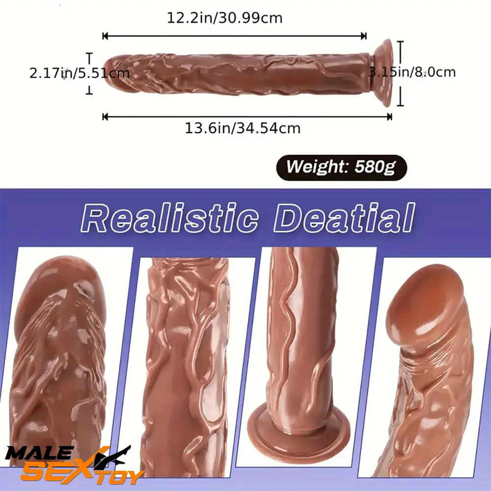 13.6in Soft Realistic Silicone Big Long Dildo For G Spot Women Using Male Sex Toy