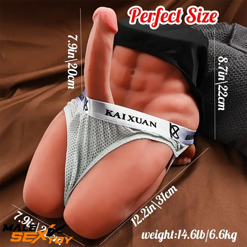 7.9in Premium Silicone Soft Dildo With 14.6lb Ridable Sex Doll Torso Male Sex Toy