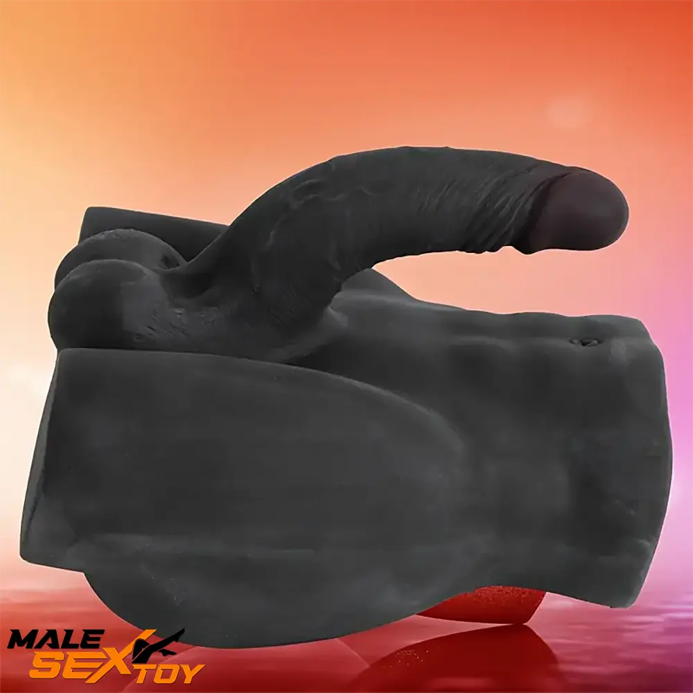 6.3in Silicone Realistic Dildo With 7.38lb Ebony Ridable Male Sex Torso Male Sex Toy