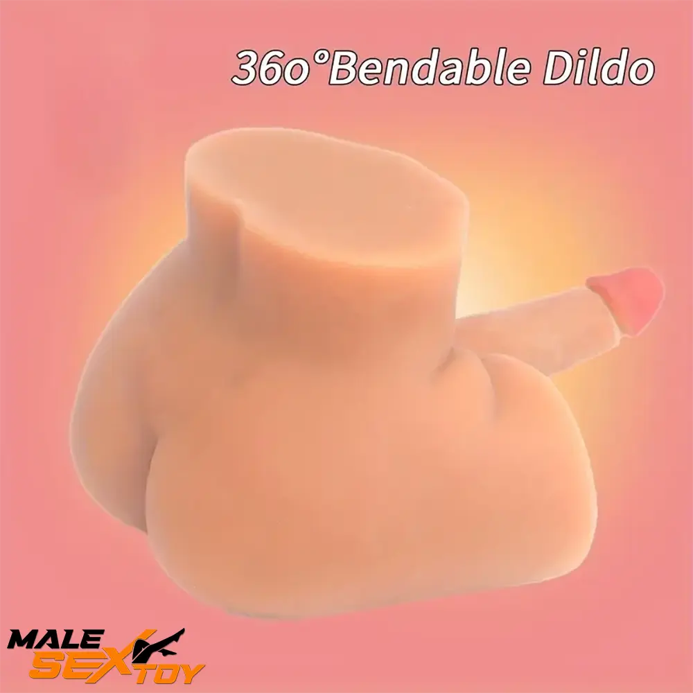 5.51in Real Shemale Silicone Soft Dildo With Sex Doll Torso Testicles Male Sex Toy