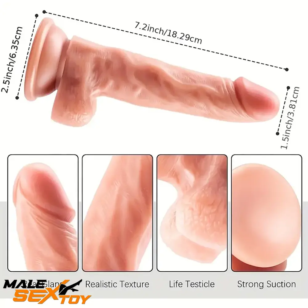 7.2in Premium Realistic Dildo With Lifelike Testicle For G Spot Sex Love Male Sex Toy