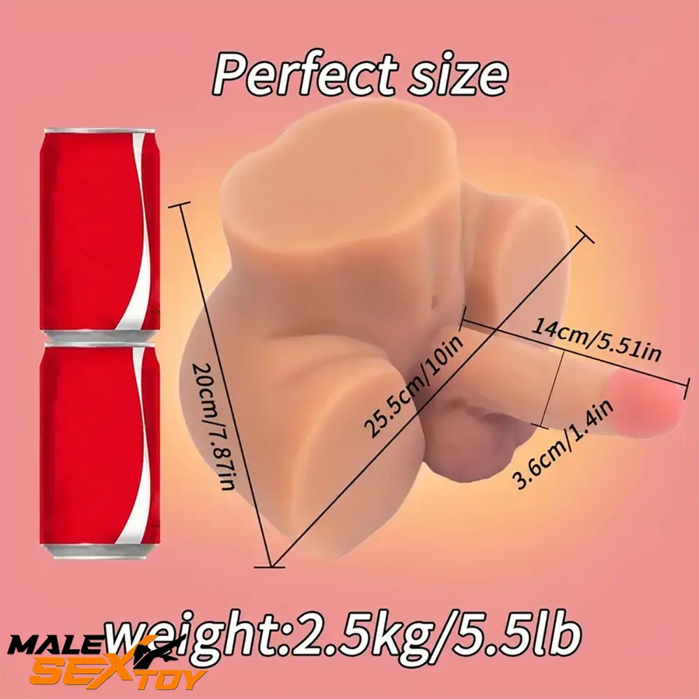 5.51in Real Shemale Silicone Soft Dildo With Sex Doll Torso Testicles Male Sex Toy