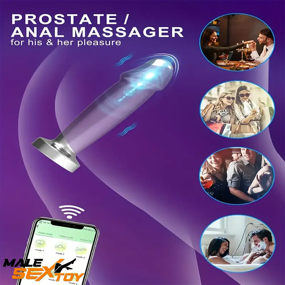 4.52in Stainless Steel Vibrating App Remote Control Dildo For Women Male Sex Toy