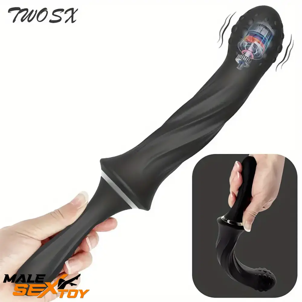 9.65in Silicone Soft Vibrating Spiked Dildo With Handle For G-spot Male Sex Toy