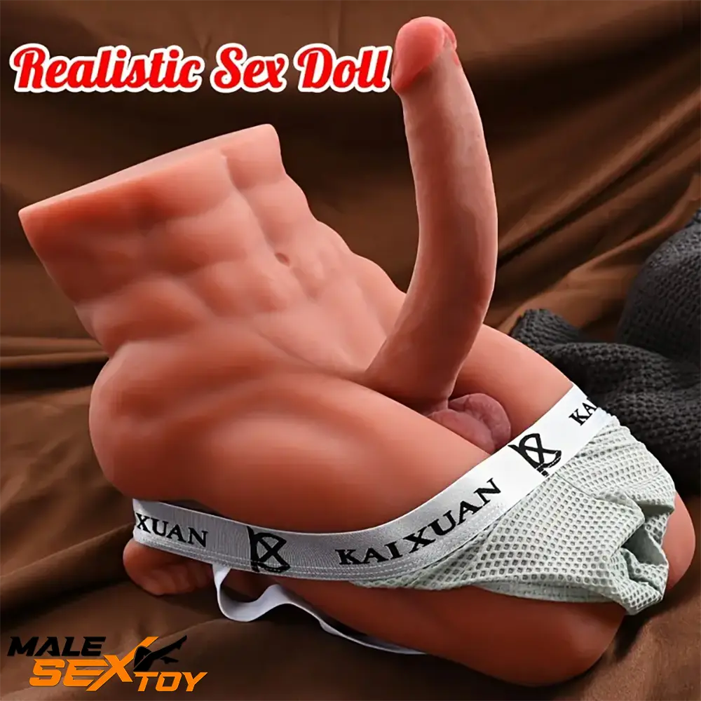 7.9in Premium Silicone Soft Dildo With 14.6lb Ridable Sex Doll Torso Male Sex Toy