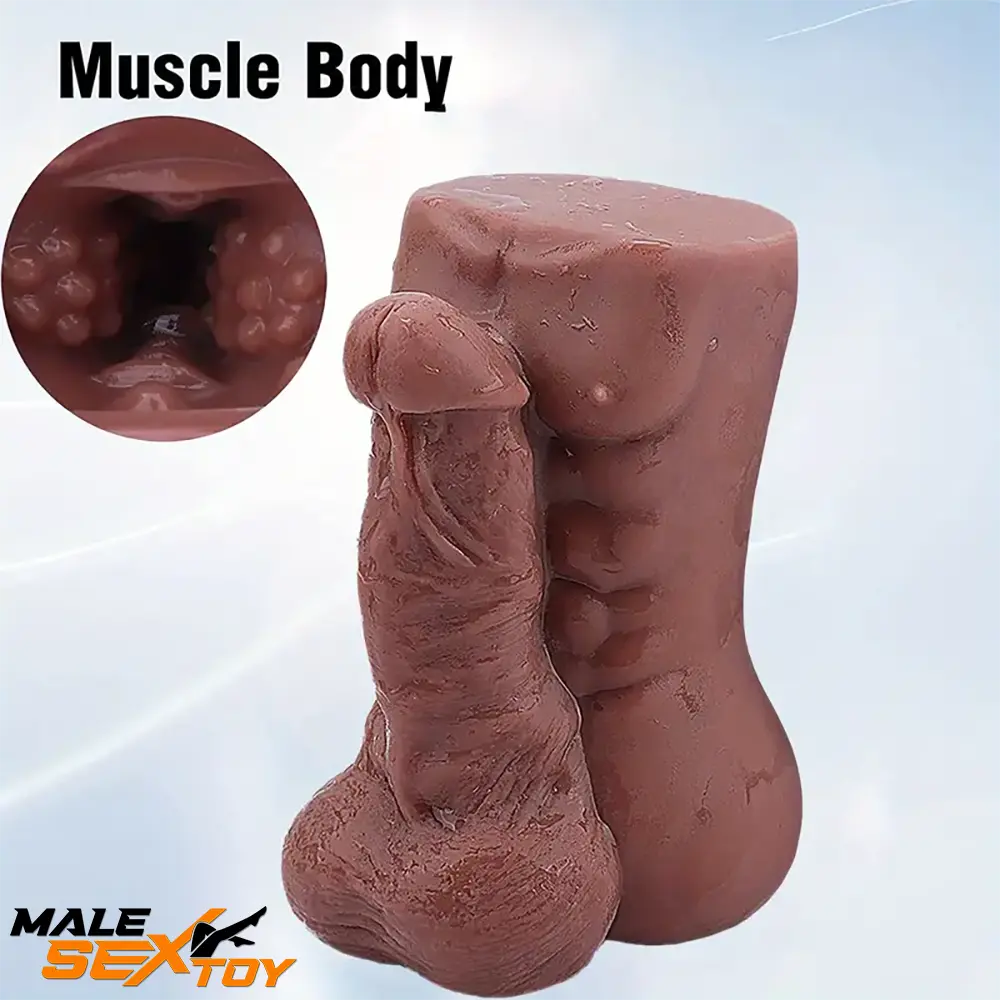 6.3in Premium 3D Real Silicone Flexible Ebony Dildo Pocket Pussy Male Sex Toy