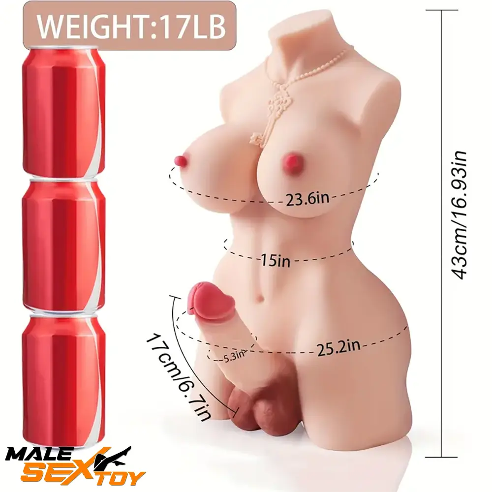 6.7in Premium Real Silicone Dildo With Ridable Skeleton Shemale Torso Male Sex Toy