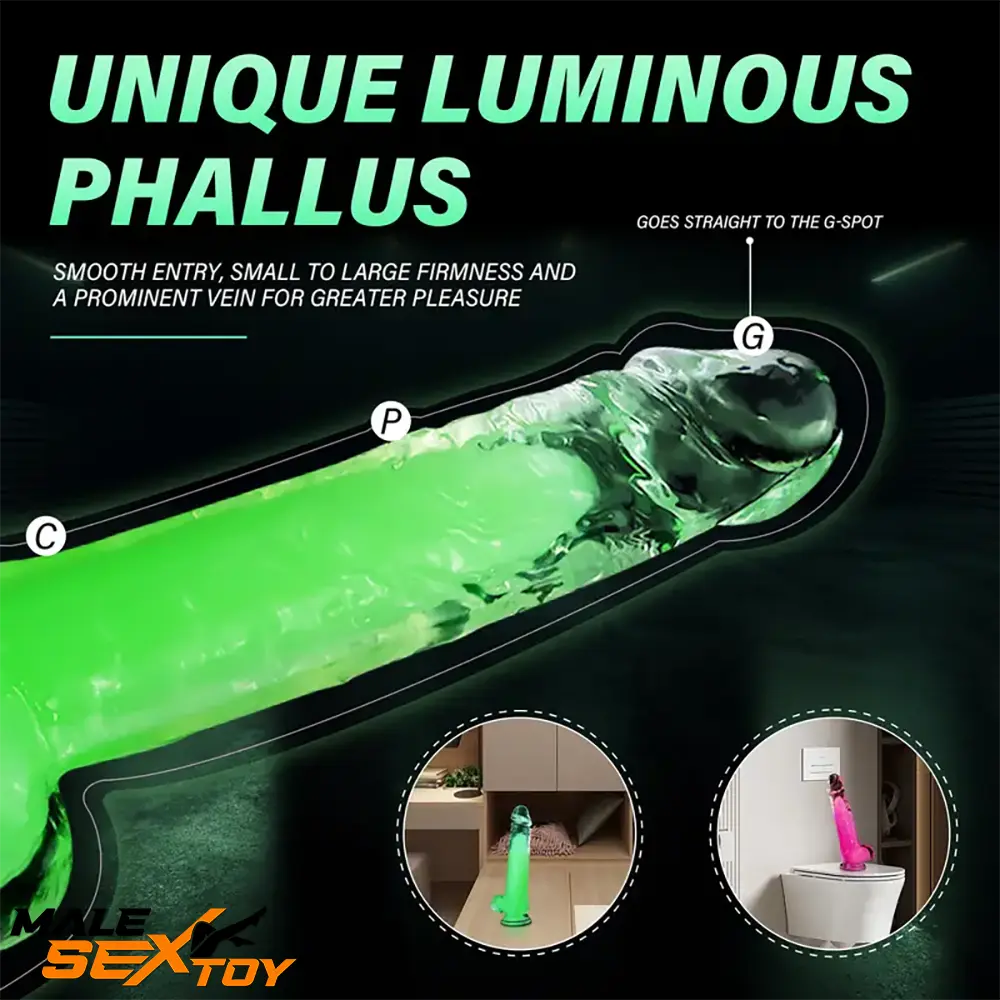 6.5in 7.3in 8.26in 9.44in Luminous Glowing TPE Soft Double-Layer Dildo Male Sex Toy