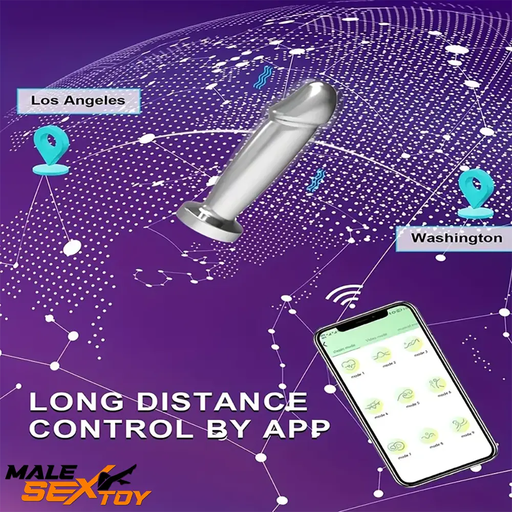 4.52in Stainless Steel Vibrating App Remote Control Dildo For Women Male Sex Toy