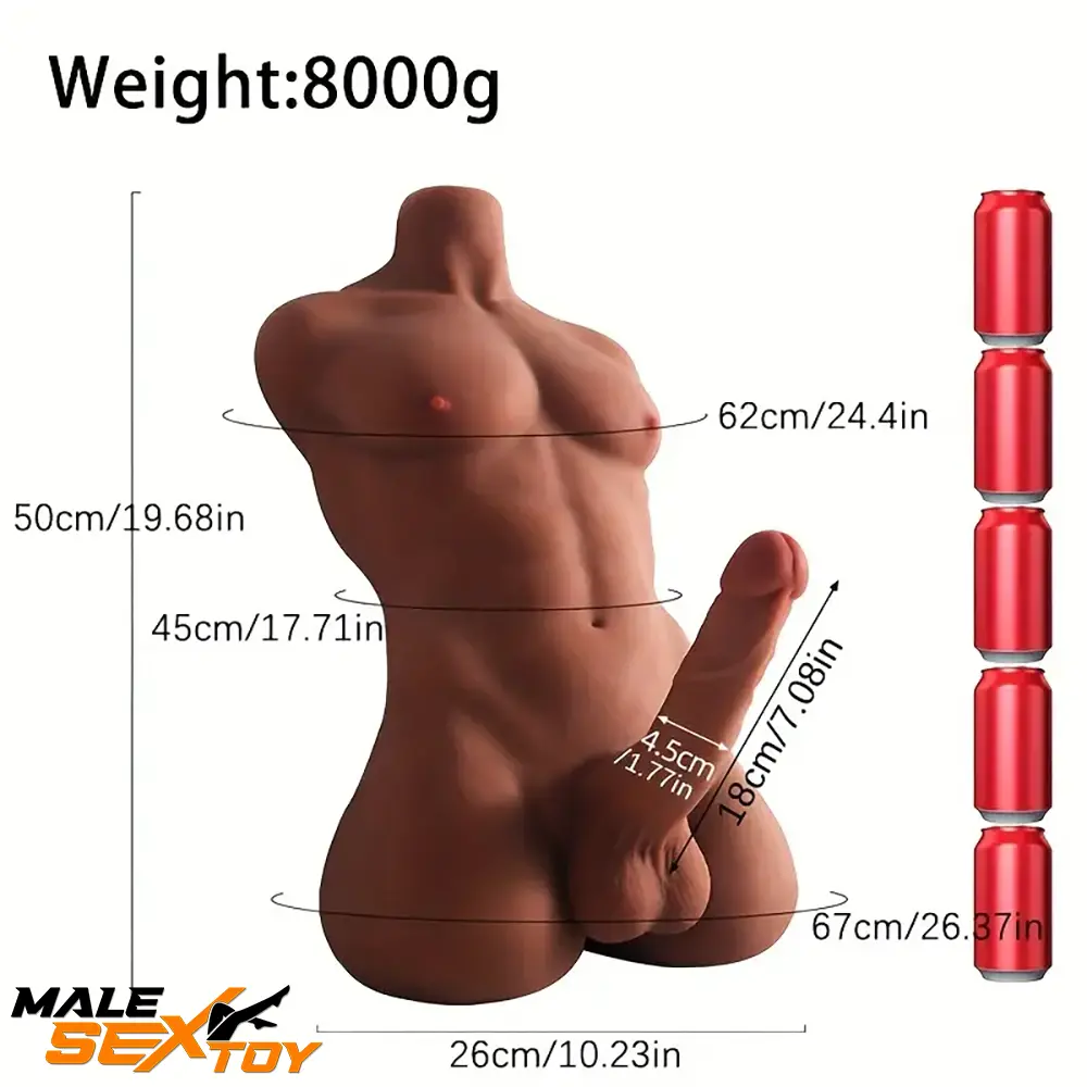 7.08in Premium Silicone Realistic Dildo With Ridable Male Sex Torso Male Sex Toy