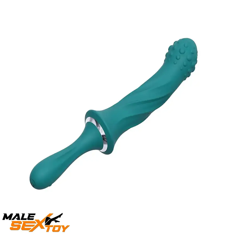 9.65in Silicone Soft Vibrating Spiked Dildo With Handle For G-spot Male Sex Toy