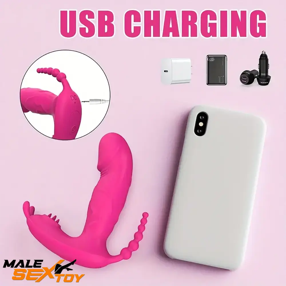 4.8in Small App Controlled Wearable Vibrating Tapping Electric Dildo Male Sex Toy