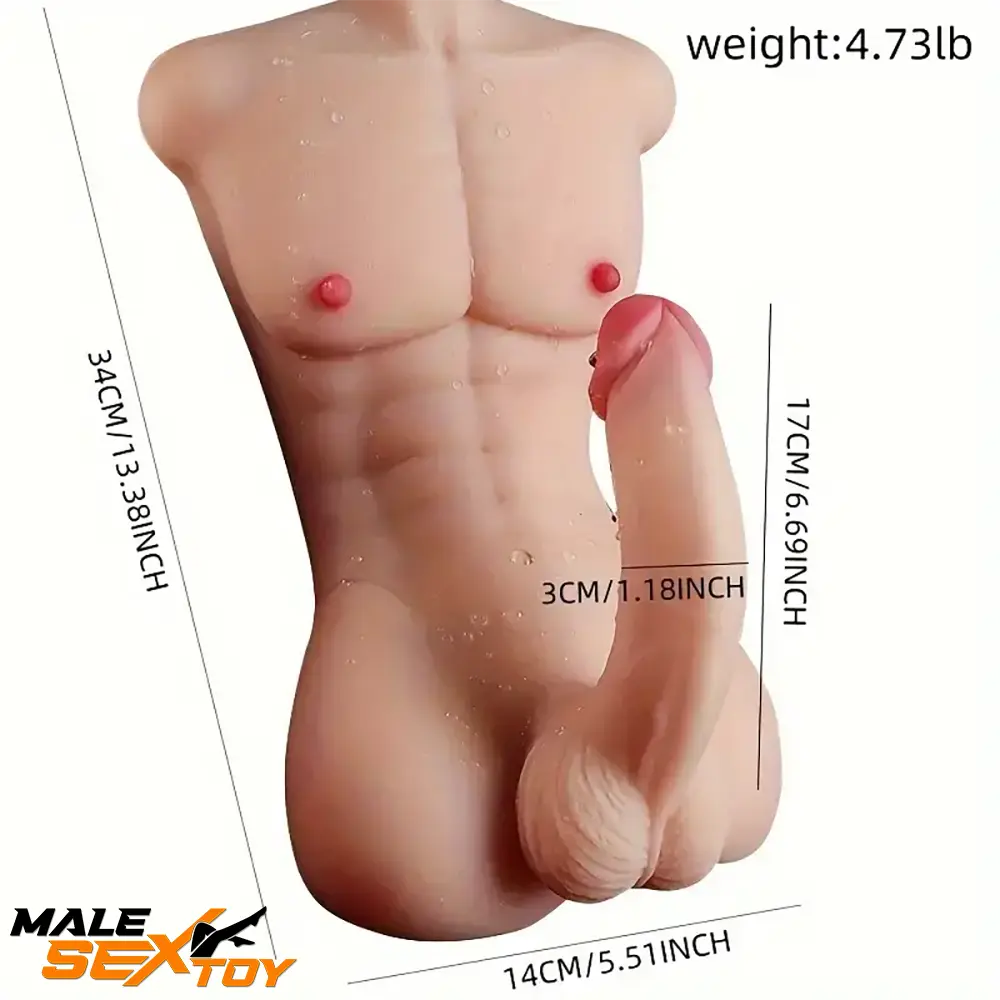 6.69in Realistic Rubber Dildo With TPE Sex Doll Torso For Gay Adults Male Sex Toy