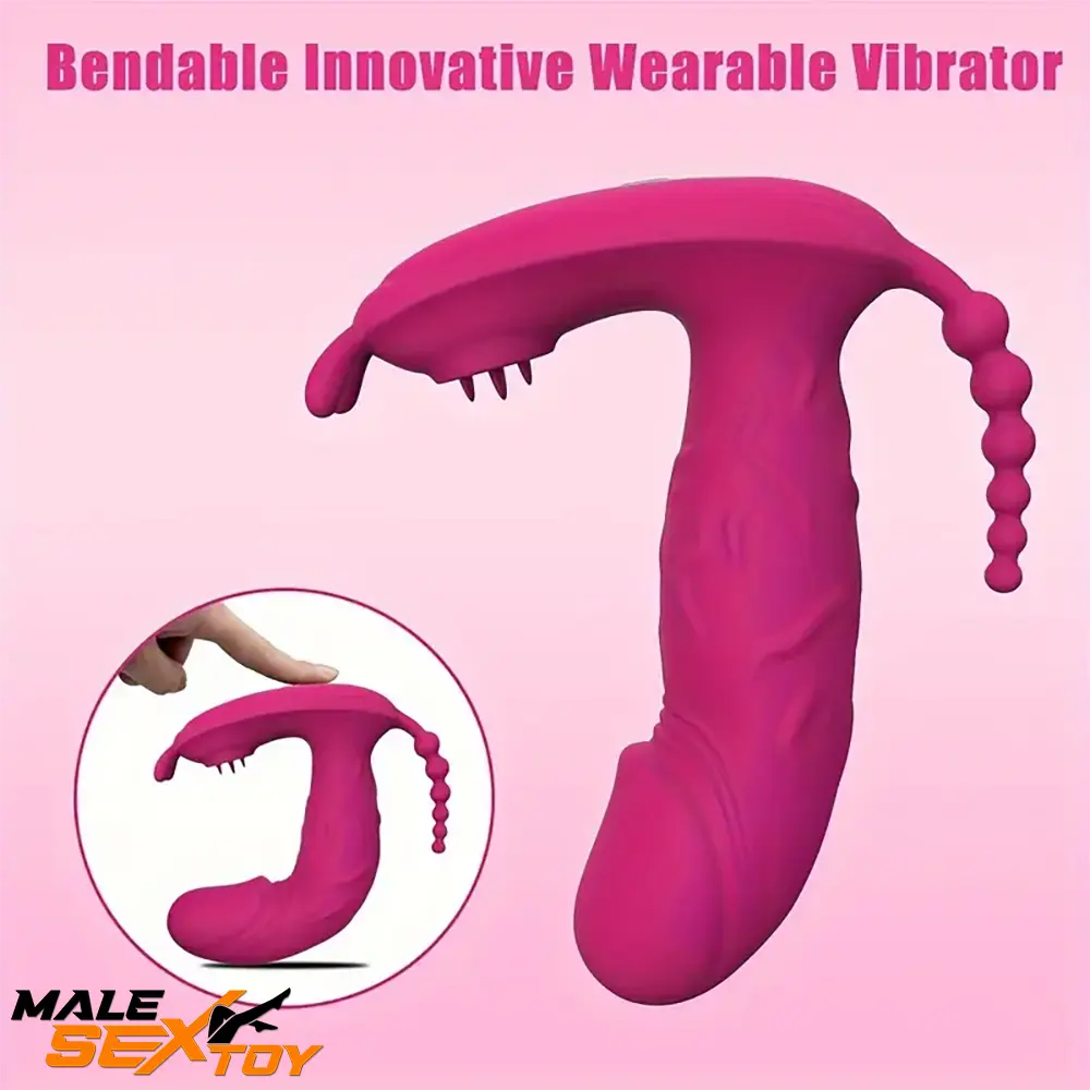 4.8in Small App Controlled Wearable Vibrating Tapping Electric Dildo Male Sex Toy