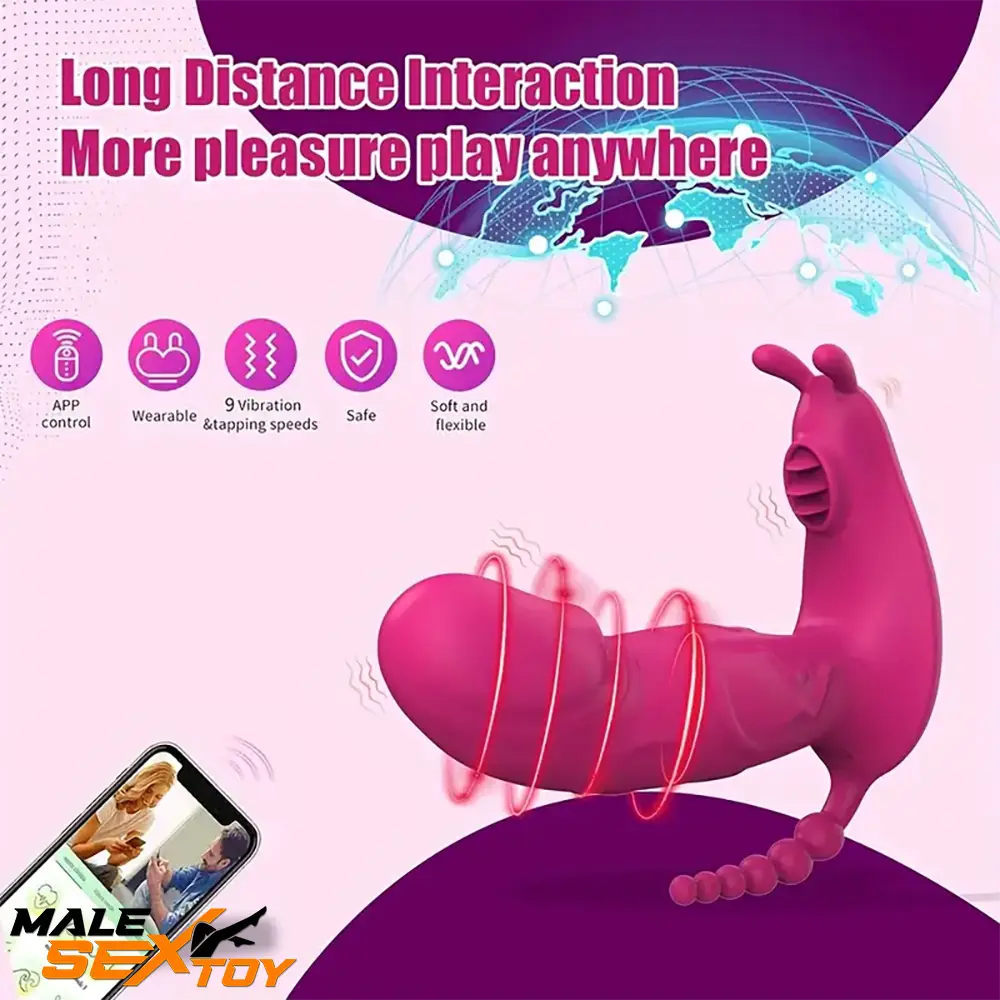 4.8in Small App Controlled Wearable Vibrating Tapping Electric Dildo Male Sex Toy