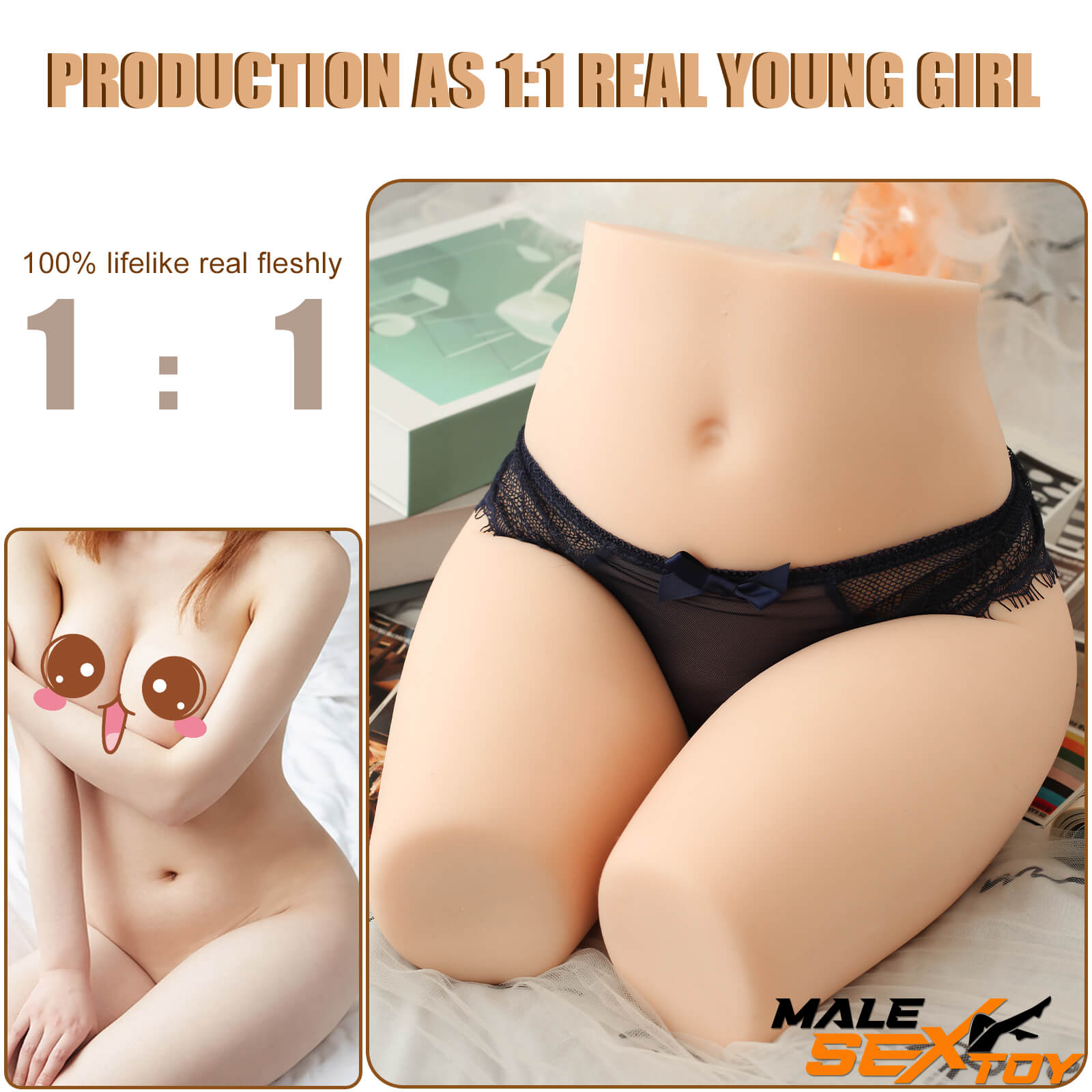 13.23lb Realistic 3D Sexy Sex Doll Torso For Vagina Anus Sex Male sex toy