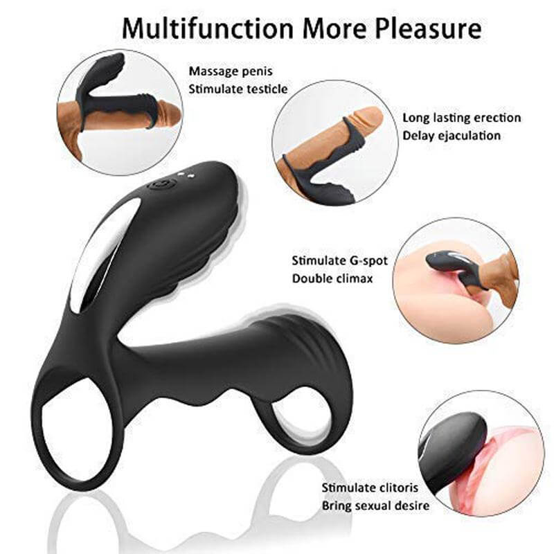 Soft 12 Vibrating Modes Remote Control Cock Ring With Double Rings Male sex toy