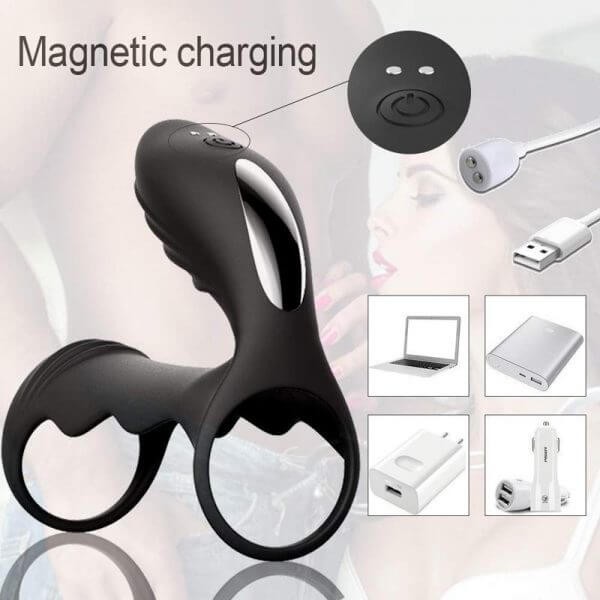 Soft 12 Vibrating Modes Remote Control Cock Ring With Double Rings Male sex toy