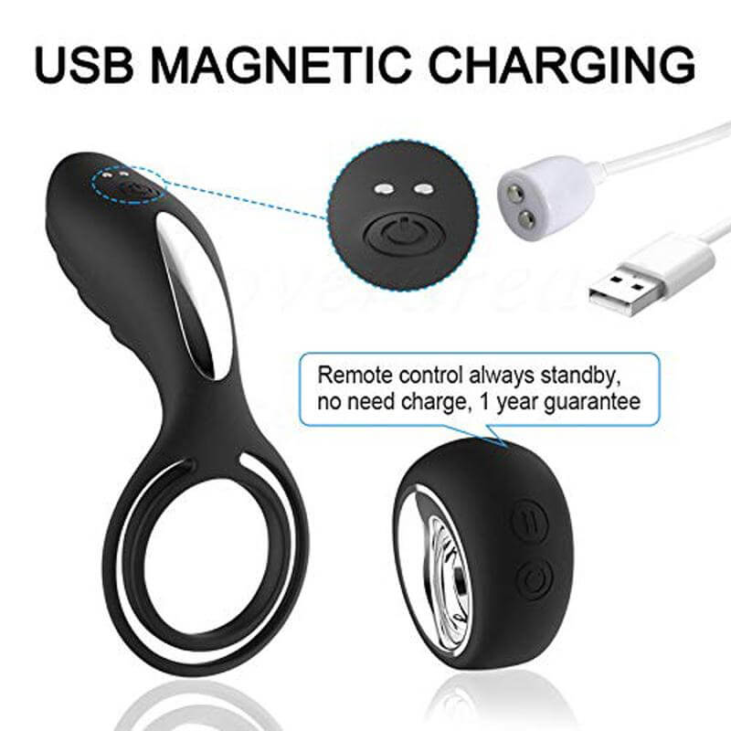 High Quality Two Rings Vibrating Remote Control Cock Ring Male sex toy