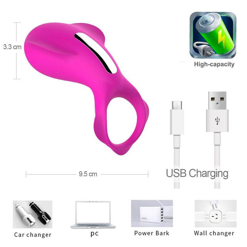 Ergonomic Design USB Charging 36 Vibrating Modes Cock Ring Male sex toy