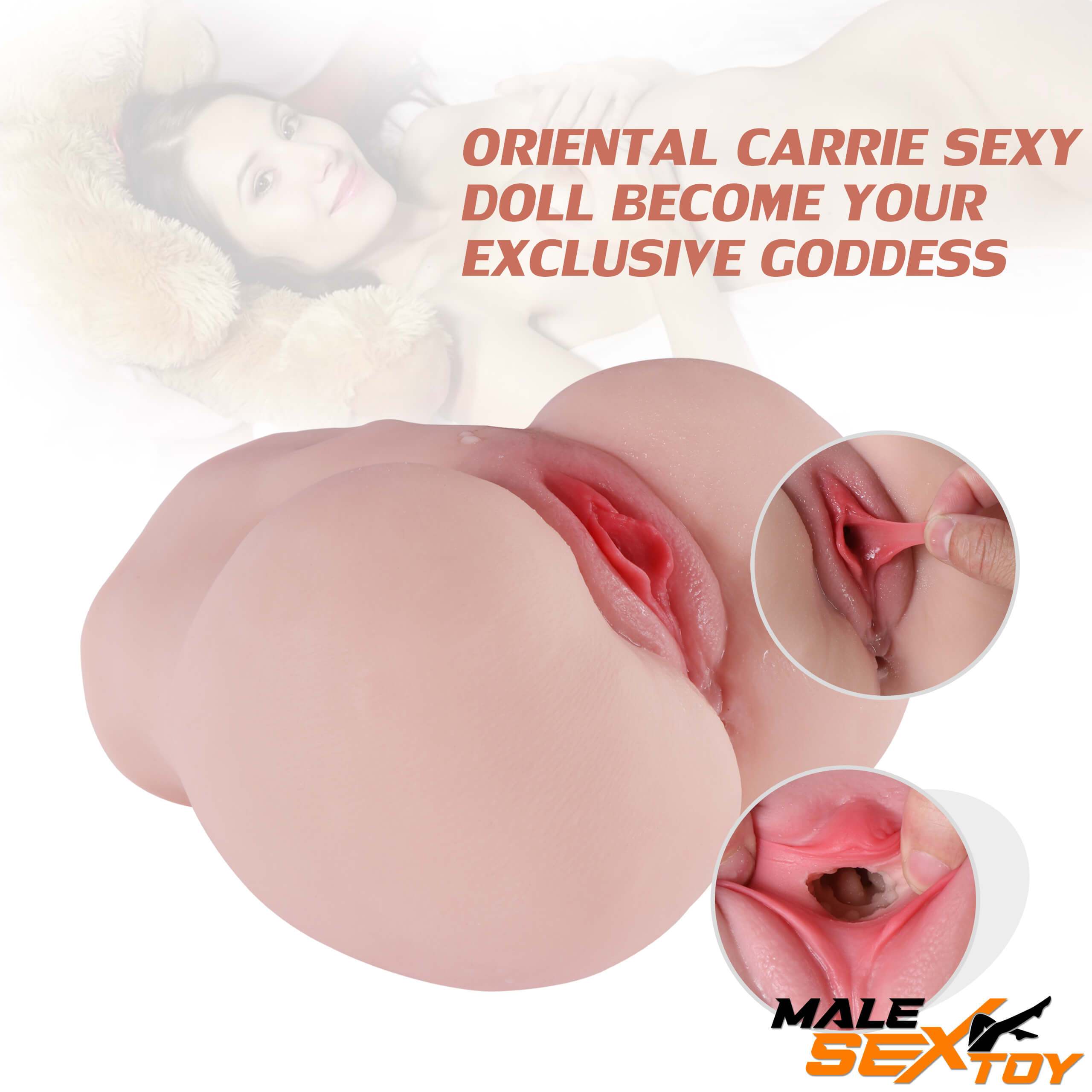 5.52lb Dual Channels 3D Real Feeling Big Ass Sex Doll Torso Male sex toy