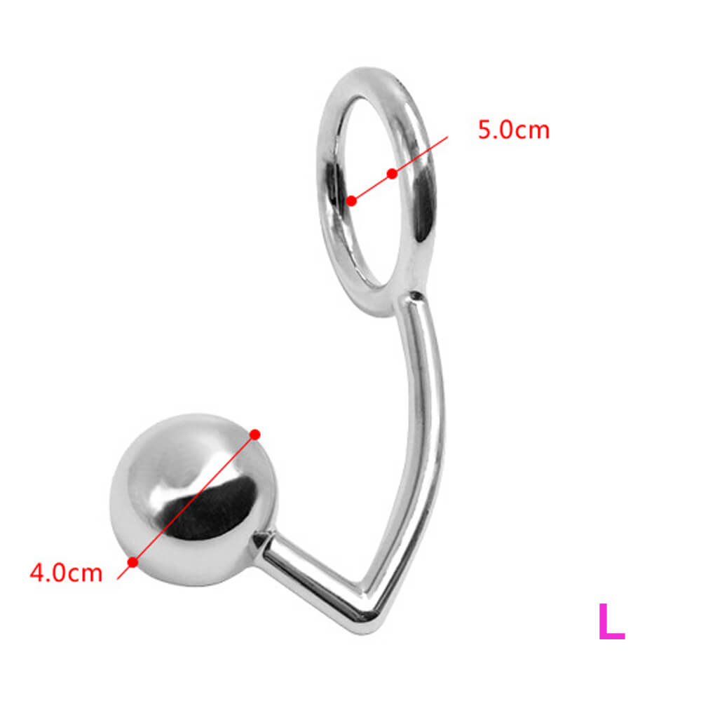 40/45/50mm Metal Anal Hook With Penis Ring Anal Plug Sex Toy
