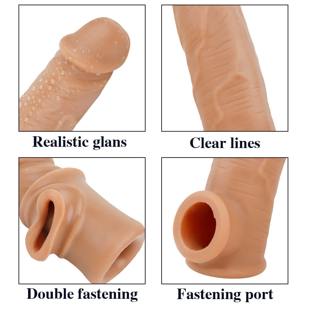 6.3in Super Stretchy Realistic Cock Sleeve Extension With Blue Veins Male sex toy
