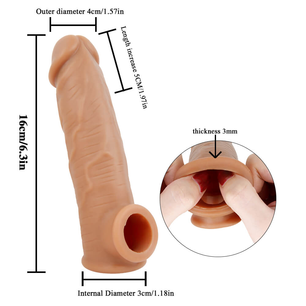 6.3in Super Stretchy Realistic Cock Sleeve Extension With Blue Veins Male sex toy
