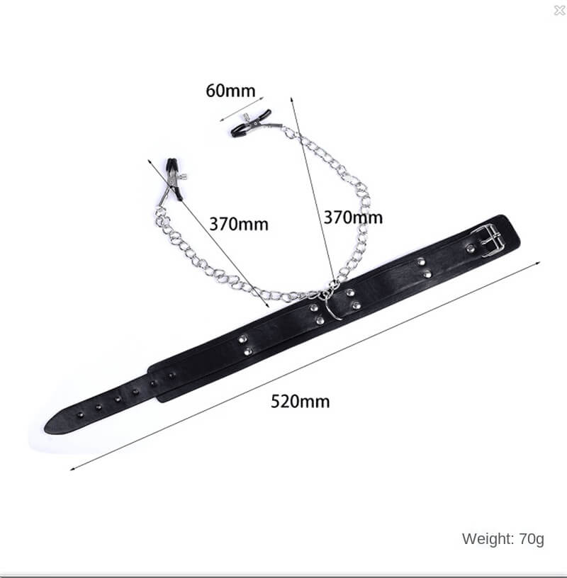 Leather Collar With Nipple Clamps Chain SM Sex Toy For Men Male sex toy