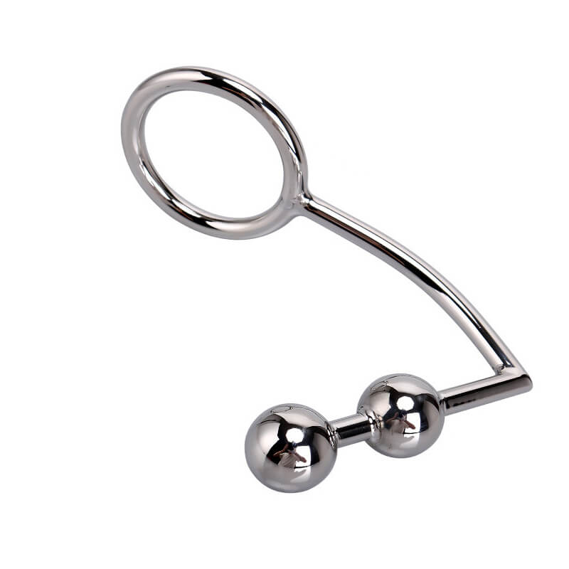 Stainless Steel Cock Ring With Anal Hook For Anus Prostate Massaging