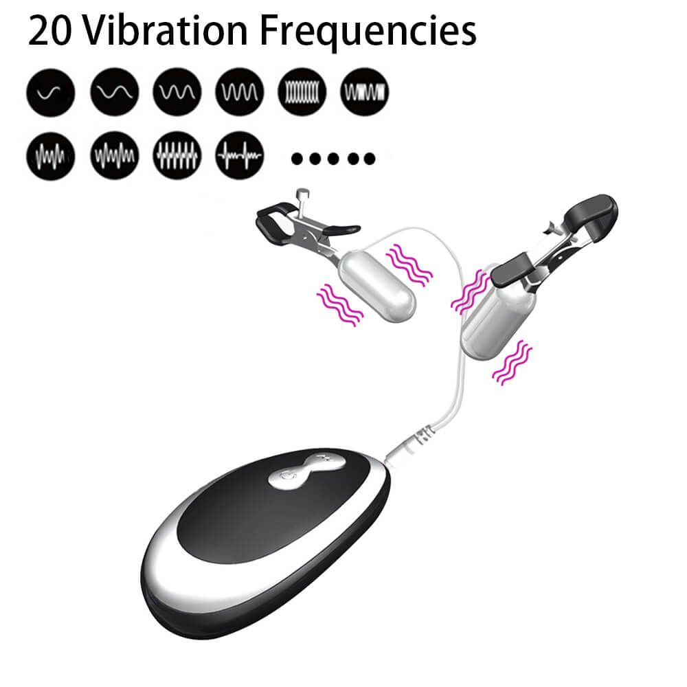 20 Vibrating Modes Nipple Clamp Stimulation BDSM Sex Toy