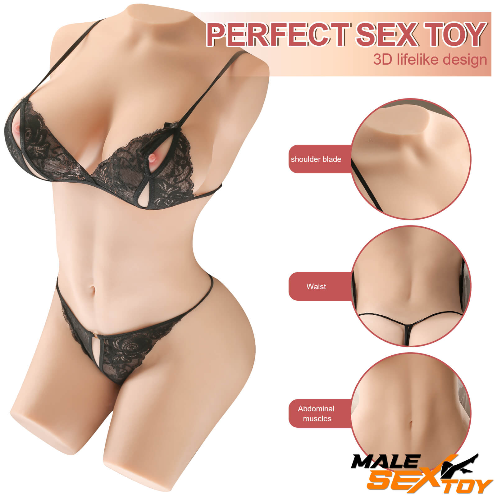89.29lb Realistic Lifesize Soft Sex Doll Torso For Male Masturbator Male sex toy