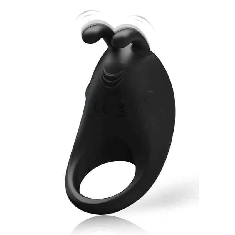 Hands-free Black Cock Ring Adjustable Vibrator Sex Toy