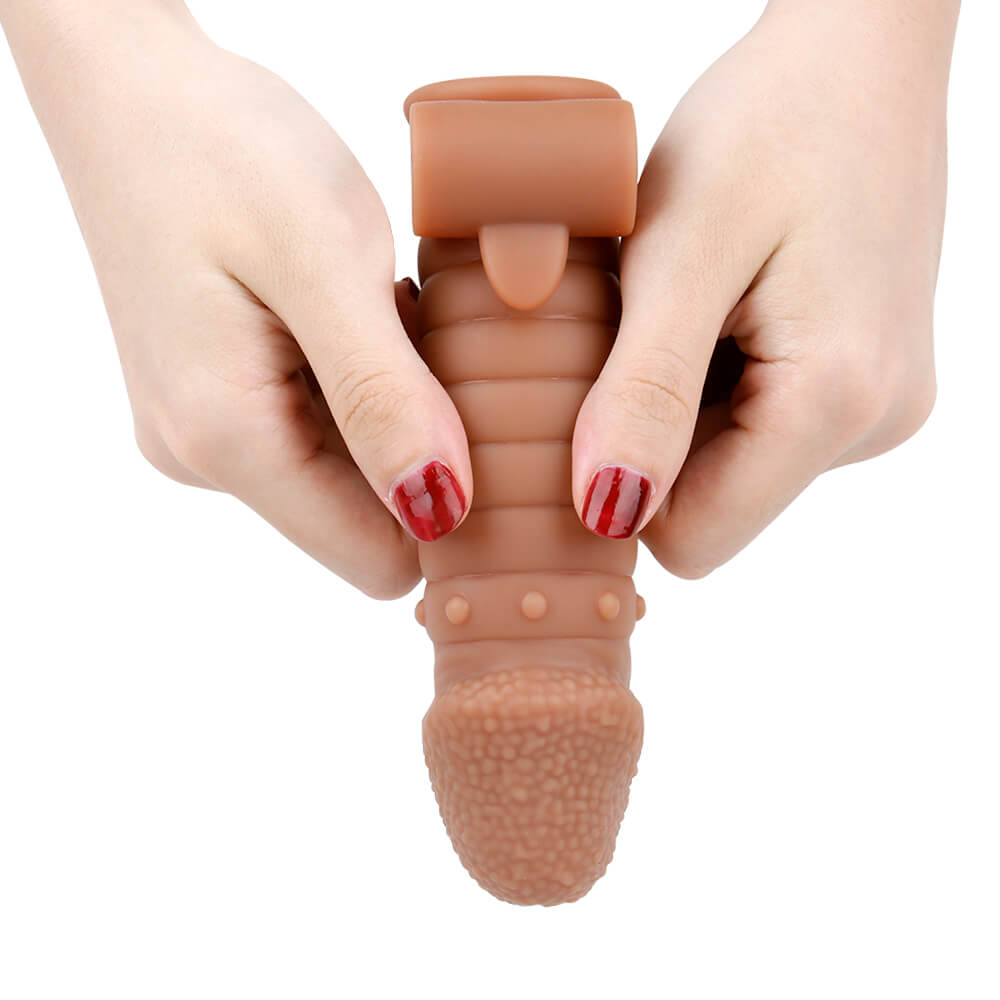 6.1in Liquid Silicone Extension Condom Vibration Cock Sleeve For Males Male sex toy