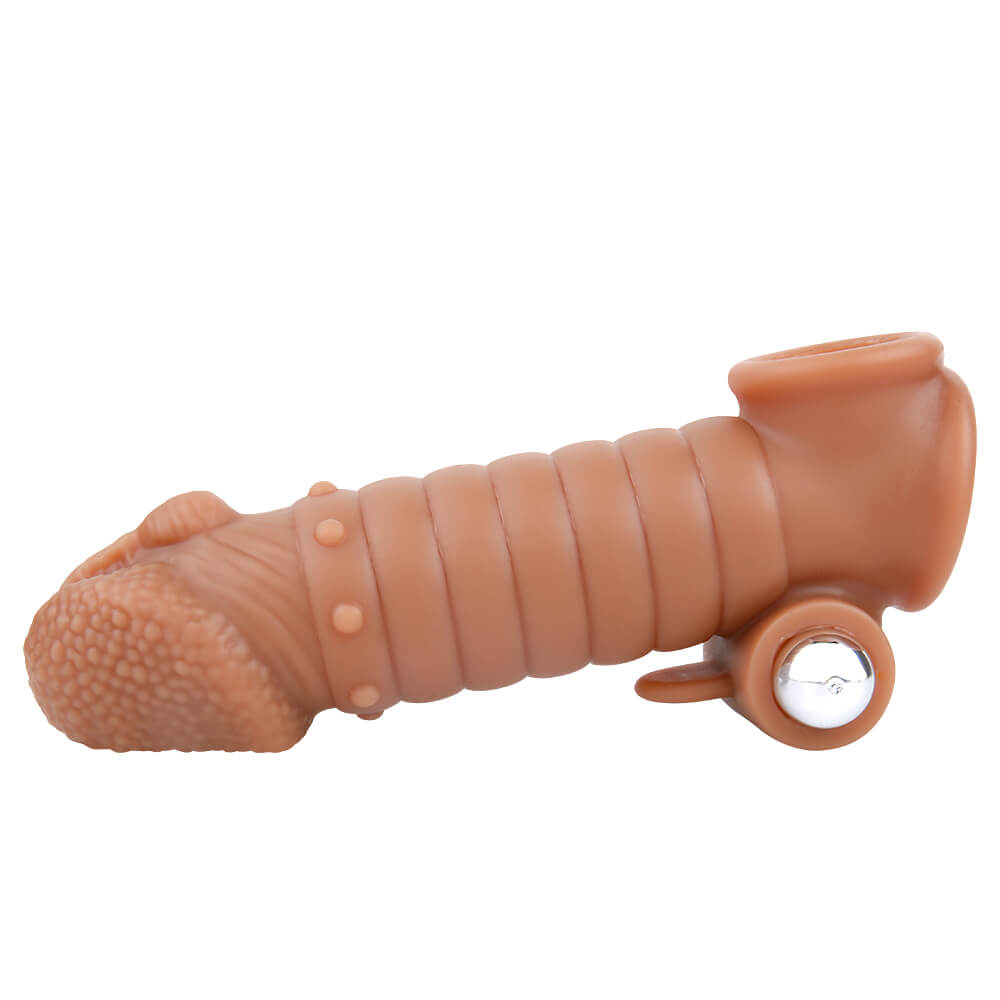 6.1in Liquid Silicone Extension Condom Vibration Cock Sleeve For Males Male sex toy