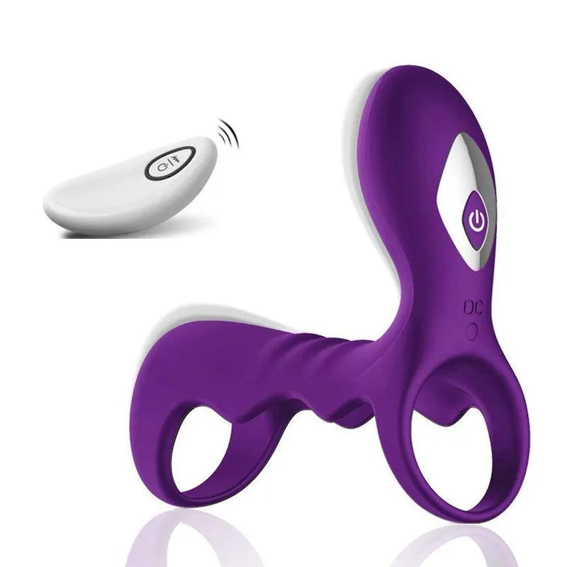 Dual Rings Remote Control 10 Frequencies Vibrating Cock Ring Male sex toy